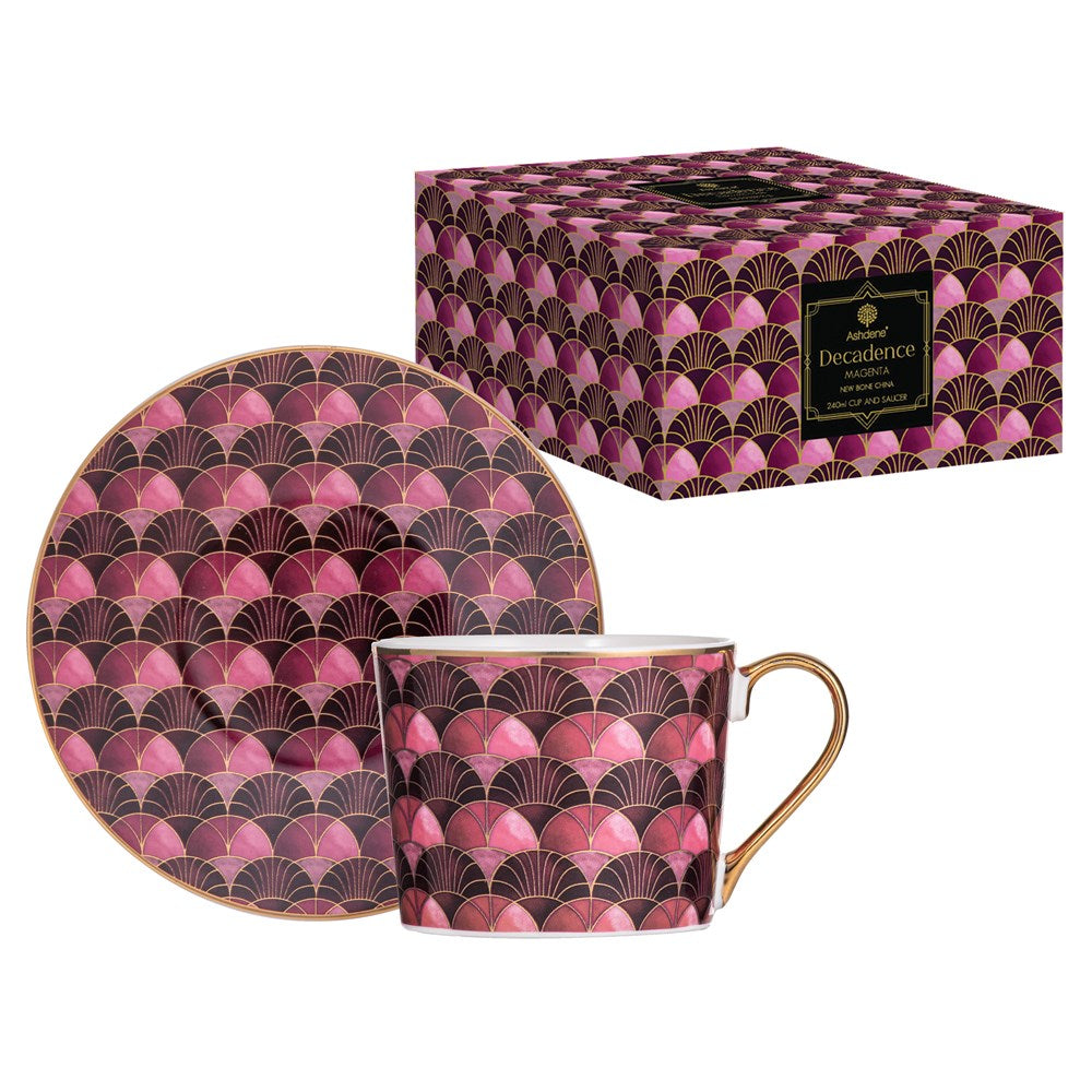 Ashdene Decadence Cup & Saucer - Magenta
