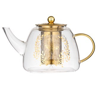 Ashdene Elegant Bee Glass Teapot