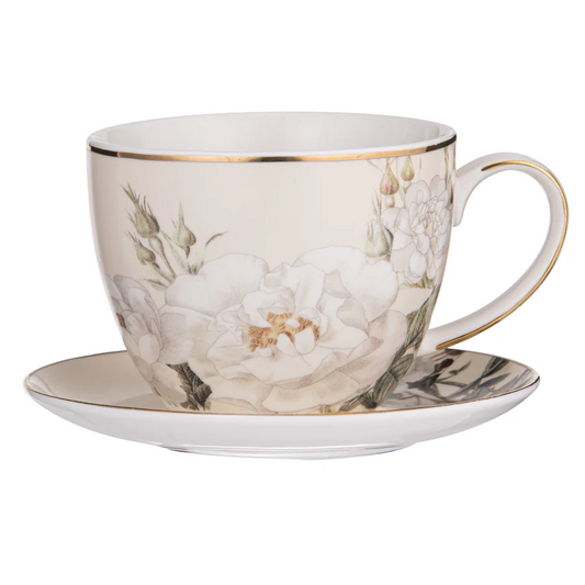 Ashdene Elegant Rose Cup & Saucer - Cream