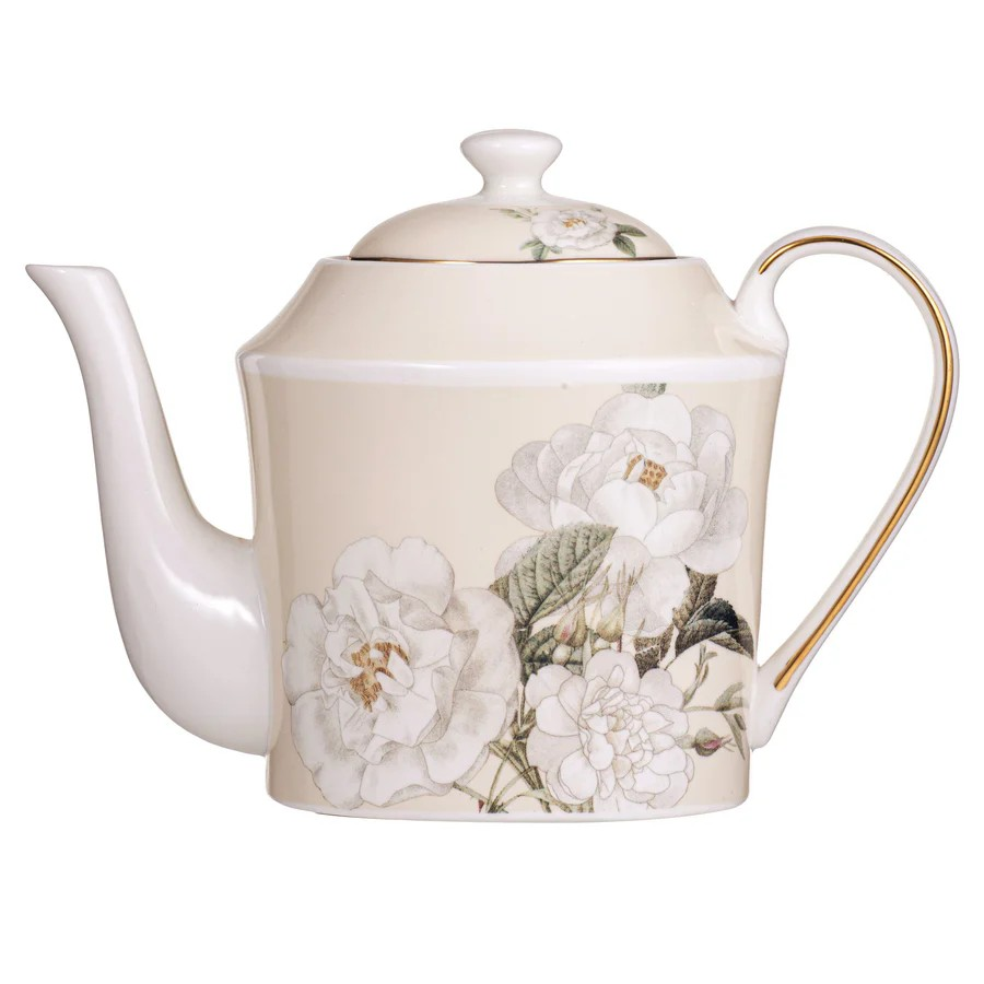 Ashdene Elegant Rose Teapot - Cream