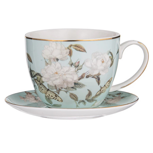 Ashdene Elegant Rose Cup & Saucer - Mint