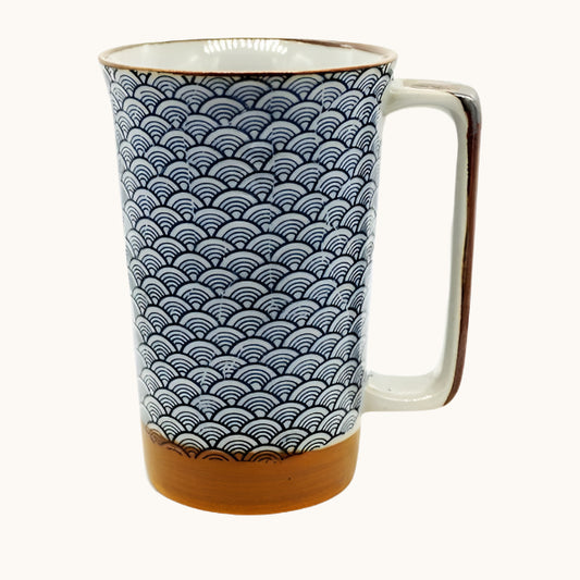 Tall Japanese Tea Mug - Seigaiha