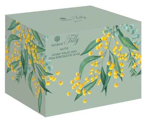 Ashdene Tilly double-walled glass mug - Wattle, detail view
