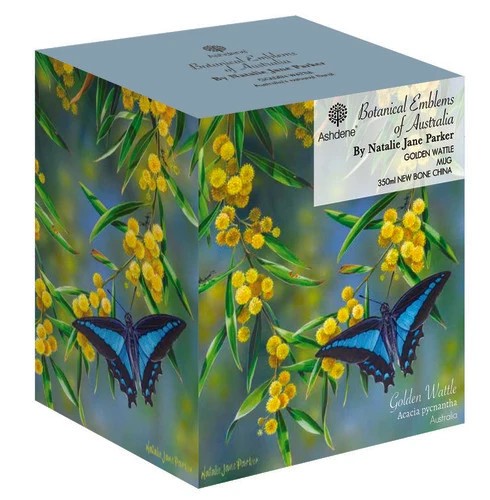 Ashdene Botanical Emblems bone china mug - Wattle, alternate view