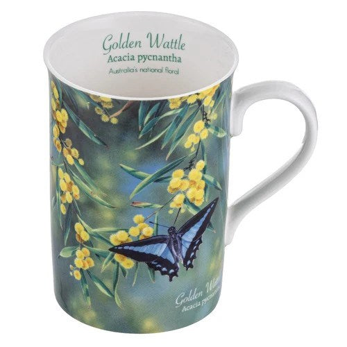 Ashdene Botanical Emblems bone china mug - Wattle